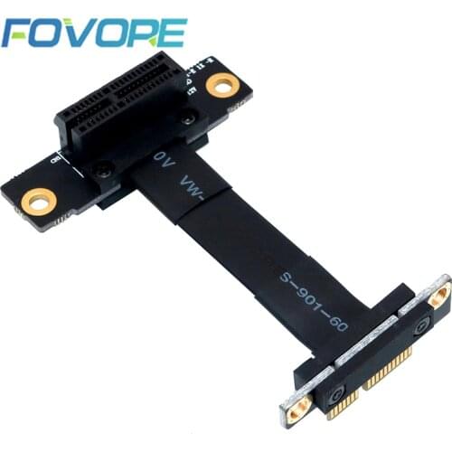 PCIE X1 Riser Cable Dual 90 Degree Right Angle PCIe 3.0 x1 to x1 Extension Cable 8Gbps PCI Express 1x Riser Card Ribbon Extender
