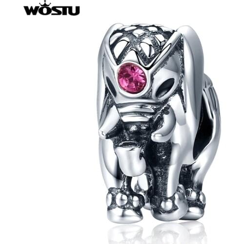 WOSTU New Trendy Real 925 Sterling Silver Thailand Lucky Elephant Charms fit original WST Bracelets Jewelry Gift CQC321