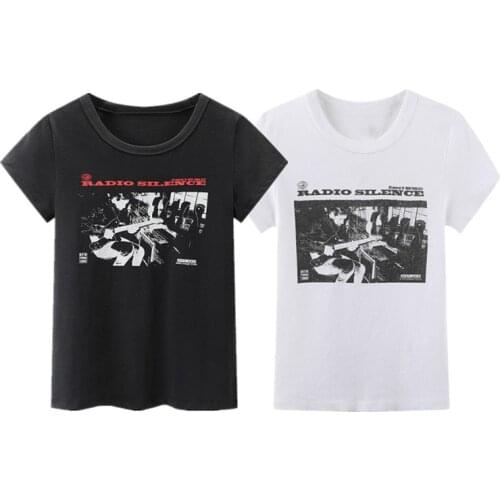 Casual Women Soft Cotton O Neck T-shirt 2021 Summer Fashion Ladies High Street Slim T-shirt Female Printed T-shirt Top