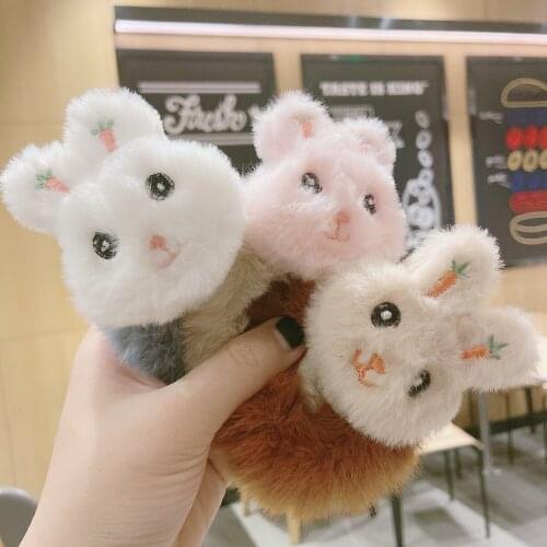 Fuzzy Cartoon Bow Flower Elastic Hair Bands Rubber Band Hair Accessories For Girls Hair Ties Gum for Hair