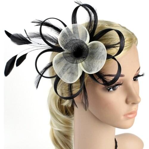 Fascinator Black & White Flore Hair Clip Hat Ladies Day Ascot Race Wedding Party Accessories