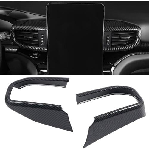 LHD Car Styling 2PCS ABS Carbon Fiber Interior Middle Console Air Vent Outlet Cover Trim for Ford Explorer 2020 2021 accessories