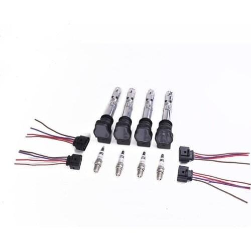 Ignition Coil Nozzle Spark Connector & Plug For 1.8T Beetle B-ora Golf Passat A4 A6 Seat L-eon 06A 905 115 D 1J0 973 724