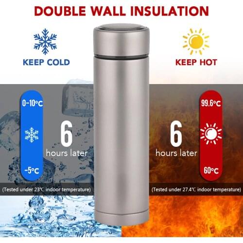 Lixada 500ml Double Wall Vacuum Insulated Titanium Water Bottle Flask Outdoor Camping Sports Leak Proof Water Bottle Tea Bottle
