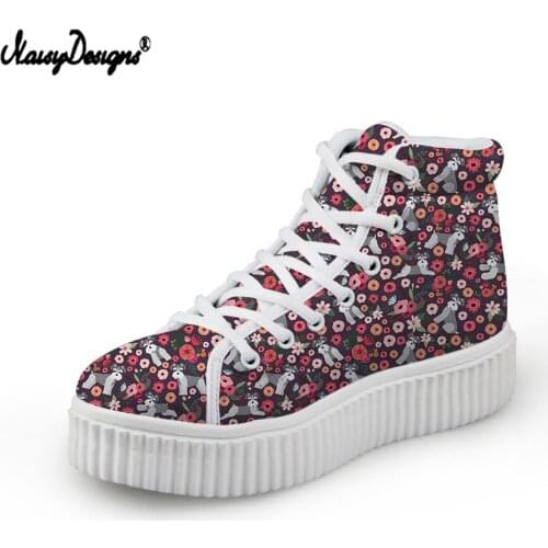 Noisydesigns Casual Women Shoes Summer Platform Wild Canvas Shoes Cute Animal Floral Print Sports Fashion Female High-top Flats