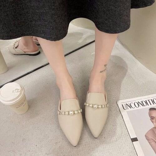 Womens Slippers Outdoor Womens Slippers Flat Muller Slippers Womens Fashion Sandals 2021 New Fashion Leather Shoes Womens