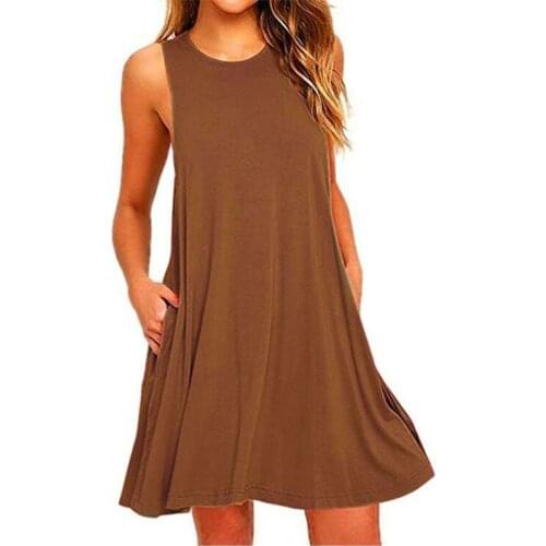 Womens Casual Sleeveless Mini Dresses Loose Fit Beach Dress