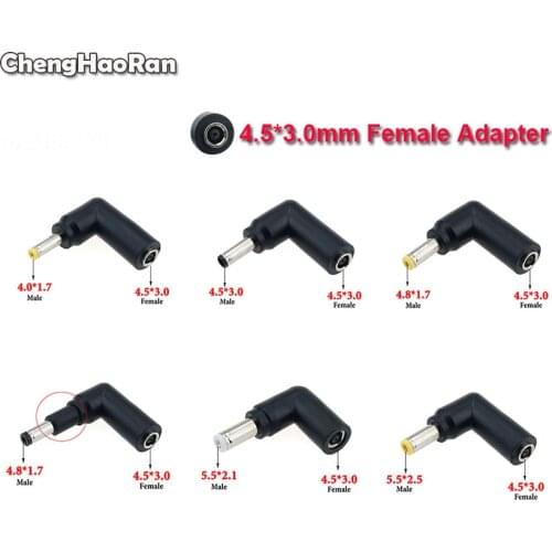 4.5x3.0mm Female to 4.0*1.7 4.5*3.0 4.8*1.7 5.5*2.1 5.5*2.5mm Male Plug 90 Degree DC Power Connector Converter Adapter Laptop