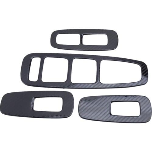 4pcs Inner Window Lift Switch Panel Cover Trim Frame Fit For Hyundai Sonata 2020-2021 Carbon Fiber Style
