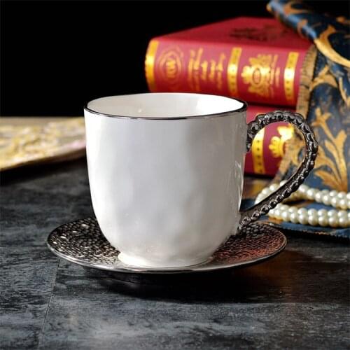 500ml Creative Craft Double Beads Hand Ceramic Coffee Cup Western Coffee Cup Set European Cafe Cup