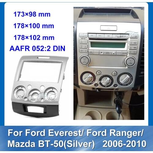 Car Radio Fascia For Ford Everest Ranger Mazda BT-50 2006 - 2010 Silver Stereo Panel Dash Mount Trim Installation Kit Frame