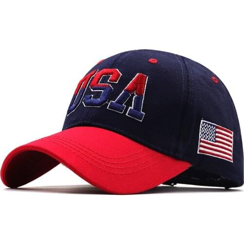 Hot Sell USA Embroidery Logo Flag Baseball Caps 100% Cotton Snapback Hat Unisex Fashion Street Hip Pop Caps Gorras Casquette