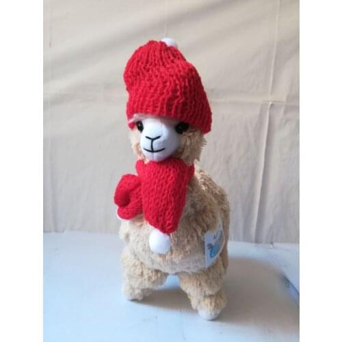 Large 28x20cm lovely cartoon alpaca plush toy red hat alpaca soft doll pillow,birthday gift b2554