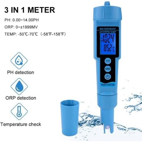 Yieryi pH-689 pH/ORP&TEMP Meter Digital Multi-parameter pH Tester LED Pools Drinking Water Quality Monitor