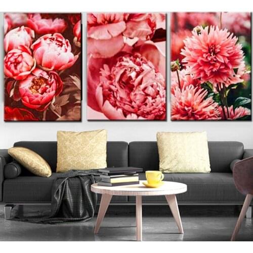 Peony flower diamond embroidery mosaic 5d Floral 3 pcs diy diamond painting full square diamond cross stitch wedding decor ML190