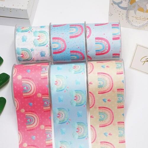 DIY Cartoon Rainbow Printed Grosgrain Ribbon For Craft Supplies Sewing Accessories 5 Yards, Planar Resins Mold 10 Pieces. 54154