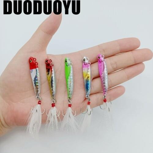 DUODUOYU 5PCS/LOT Micro Jigging 10g/15g/20g High Quality Fishing Hard Bait Lead Fish Lure Spoon Metal Jig Spinner Lure