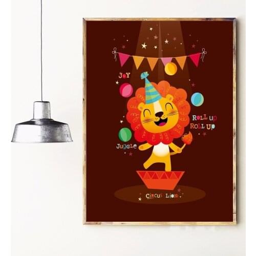 Fun Lion Cartoon Artwork Posters and Prints Wall art Decorative Picture Canvas Painting For Living Room Home Decor Unframed