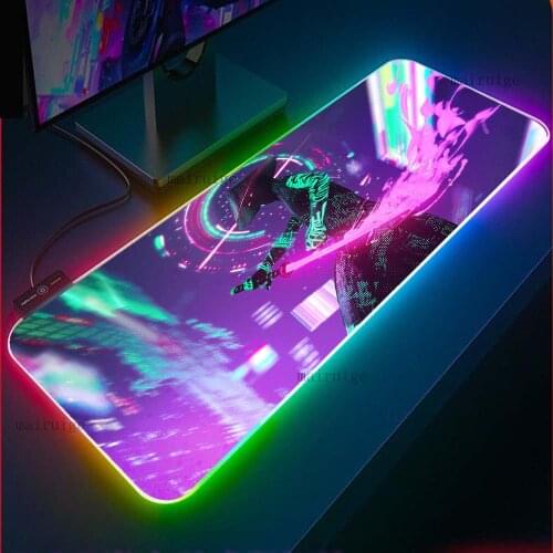 Handsome Ninja RGB Mouse Pad XXL Laptop PC Suitable for Backlit LED Gaming Accessories USB Keyboard Carpet Pad Gamer Desk Mat