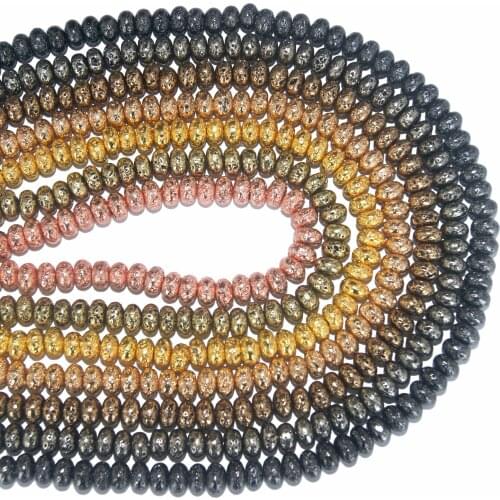 Natural Stone Volcanic Rocks Rondelle Loose Round Spacer Beads For Jewelry Making DIY Bracelet Necklace Material 6/8/10 MM