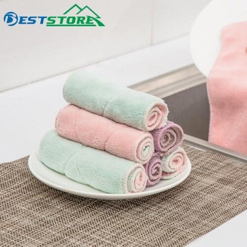 Kitchen Thick Double Color Hair Absorbent Dishcloth Cleaning Cloth Washing Dishcloth Wipes Table