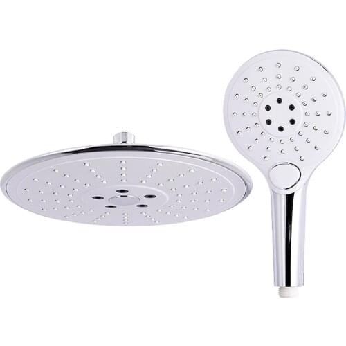 ABS Plastic White Chrome Faucet Accessories Rainfall Spa High Pressure Bathroom Shower Head Set With 3 Functions Hand Shower