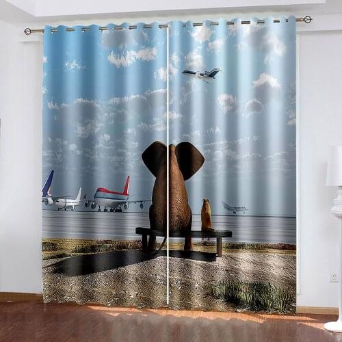 Natural Decoration Landscape 3D Pattern Printing Bedroom Living Room Sunshade Custom Curtain Suit Bedroom with Hook Accessories