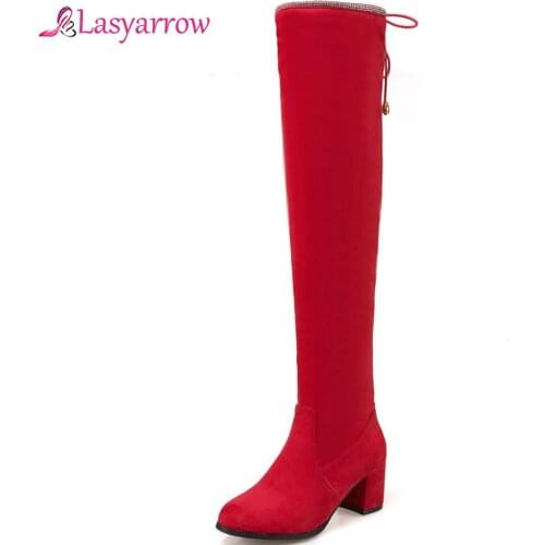 Lasyarrow 2019 new thigh high over the knee boots women pointed toe top quality Elastic socks boots autumn winter shoes J1004
