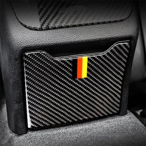 Car Interior Decoration Door Rear Storage Box Cover Trim for Mercedes Benz C Class E Class GLC Carbon Fiber Decals Accessories