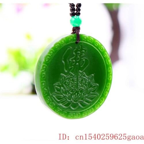 Green Jade Lotus Pendant Necklace Charm Men Gifts Jewelry Carved Fashion Natural Chinese Amulet Women for Jadeite