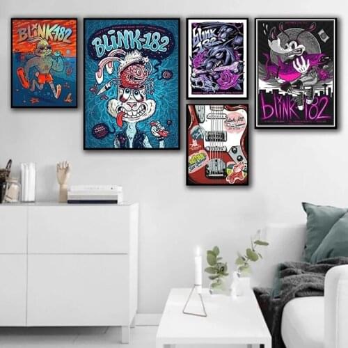 HD Prints European and American Posters Blink 182 Rock Band Canvas Paintings Nordic Retro Wall Artist Decoration for Living Room