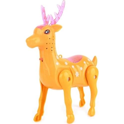 Electric Walking Sika Deer Animal Toy with LED Music Leash Interactive Kids Toy