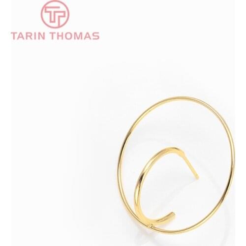 6PCS 20x20MM 35x35MM 24K Gold Color Plated Brass Round Stud Earring High Quality DIY Jewelry Making Findings Accessories