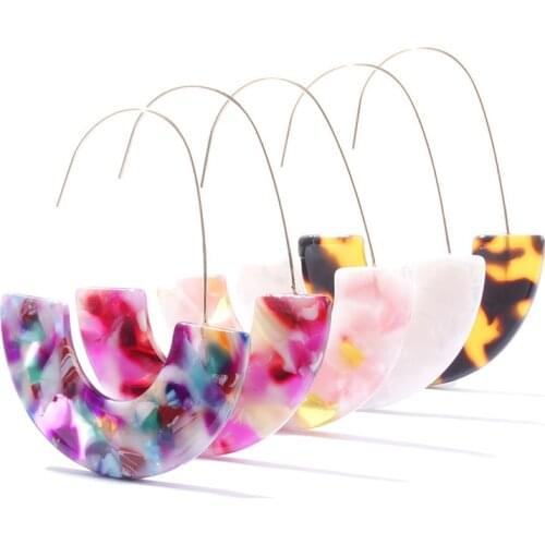 Leopard Tortoise Shell Print Acrylic Acetate Sheet Charms Earrings Gold Dangle Fashion Brand Women Jewelry Earrings