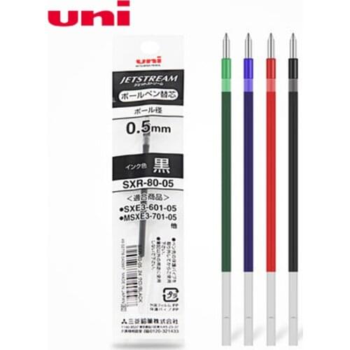6 Pcs/Lot Uni SXR-80-05 Refills for MSXE5-1000-05 Ballpoint Pen 0.5 mm-4 colors(Black,Red,Blue,Green) to choose