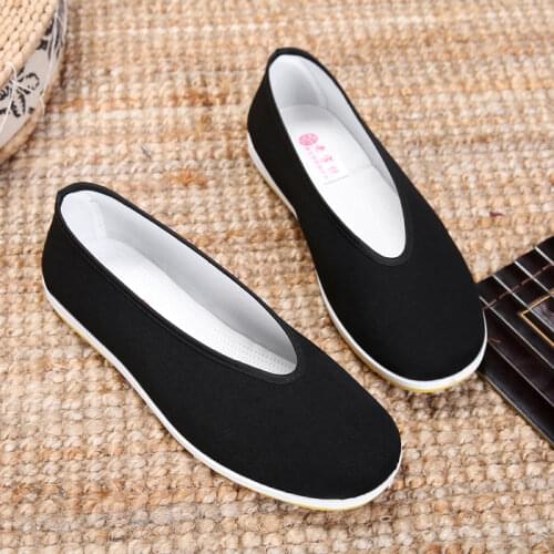 Traditional old Beijing cloth shoes mens round mouth middle-aged and old mens shoes leisure scissors mouth shoes kung fu shoes