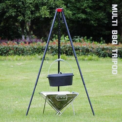 Bonfire Tripod Durable Triangle Support Outdoor Portable Cookware Hanging Burning Pot Rack Camping Tools For Fire Hanging Pot