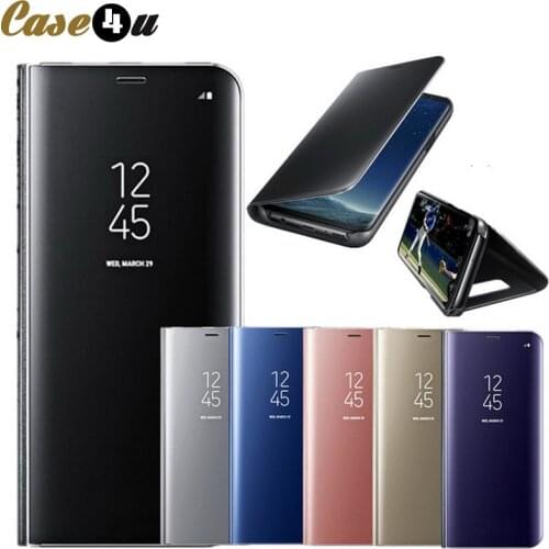 Luxury Leather Smart Flip Mirror Phone Case For Samsung Galaxy S9 S8 Plus S7Edge S6Edge Note 8 J5 J7 2017 Case Clear View Window