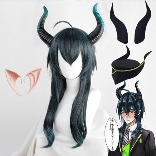 Twisted-Wonderland MALLEUS DRACQMA Blue Mixed Long Cosplay Heat Resistant Synthetic Hair Carnival Halloween Party + Free Wig Cap