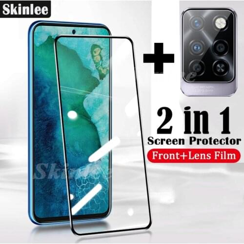 Skinlee Screen Protector Film For Infinix Note 10 Pro Full Tempered Glass Screen Glass 2 in 1 For Infinix Note10 Lens Film