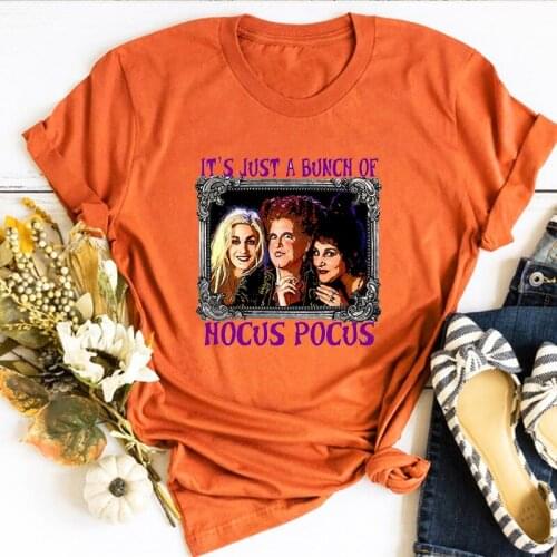 Sanderson Sisters Woman Tshirts Vintage Aesthetic Clothes 2021 Fashion Witch Halloween Goth Clothes Harajuku Shirt