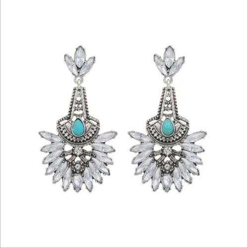 Bridal Collection Alloy Crystal Stud Earrings Women Gift Vintage Resins Pendant Post Earrings Fashion Jewelry Pendietes Bijoux