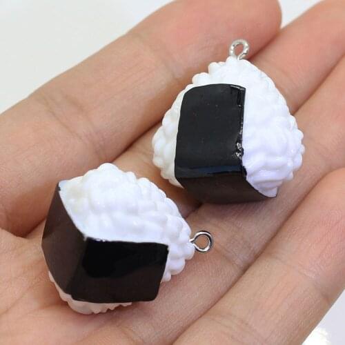 10/20pcs Wholesale Resin 3D Simulation Rice Sushi Miniature Japan Food Art Charms For DIY Crafts Decoration