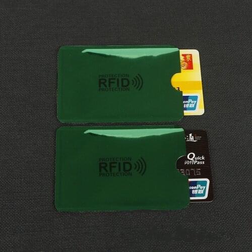 10 pcs Green Anti-Scan Card Sleeve Credit RFID Card Protector Anti-magnetic Aluminum Foil Portable Bank Card Holder