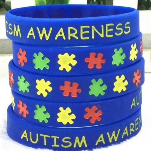 100pcs Autism Awareness wristbands I have autism hope faith love wristband bracelet bangle wrist bands