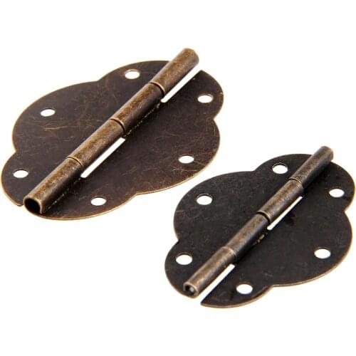 2pcs/lot Hinges 46mm/56mm Iron Oval Antique Bronze 6 holes Iron Decorative screws Vintage Jewelry Box Cabinet Furniture hardware