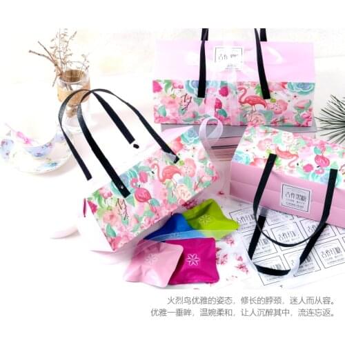 24.5x9.5x10.5cm Flamingo Pink handle Cake boxes, Moodcake Cookie baking Biscuits, nuts, tea Packaging box 100pcs/lot