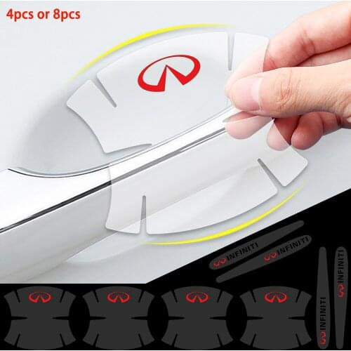 4 PCS / 8 PCS For INFINITI Q30 Q50 Q60 QX30 QX50 QX60 QX70 Car Door Handle Stickers Auto Handle Protection Anti Scratch Stickers