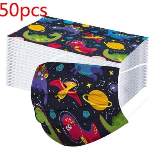 50pcs Lovely Childrens Mask Disposable Face Mask Non-woven 3 Ply Ear Loop Mascararilla Kids Masks Halloween Cosplay Mondkapjes