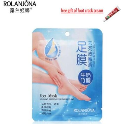 7bags=14pcs Milk bamboo vinegar foot Mask Socks exfoliating feet peeling Mask Foot Care Dead Skin Remove+Feet Anti Crack Cream
